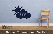 Cloud and Sun Custom name wall decor vinyl decal - personalize with a name for your wall for nursery or child rooms 2463